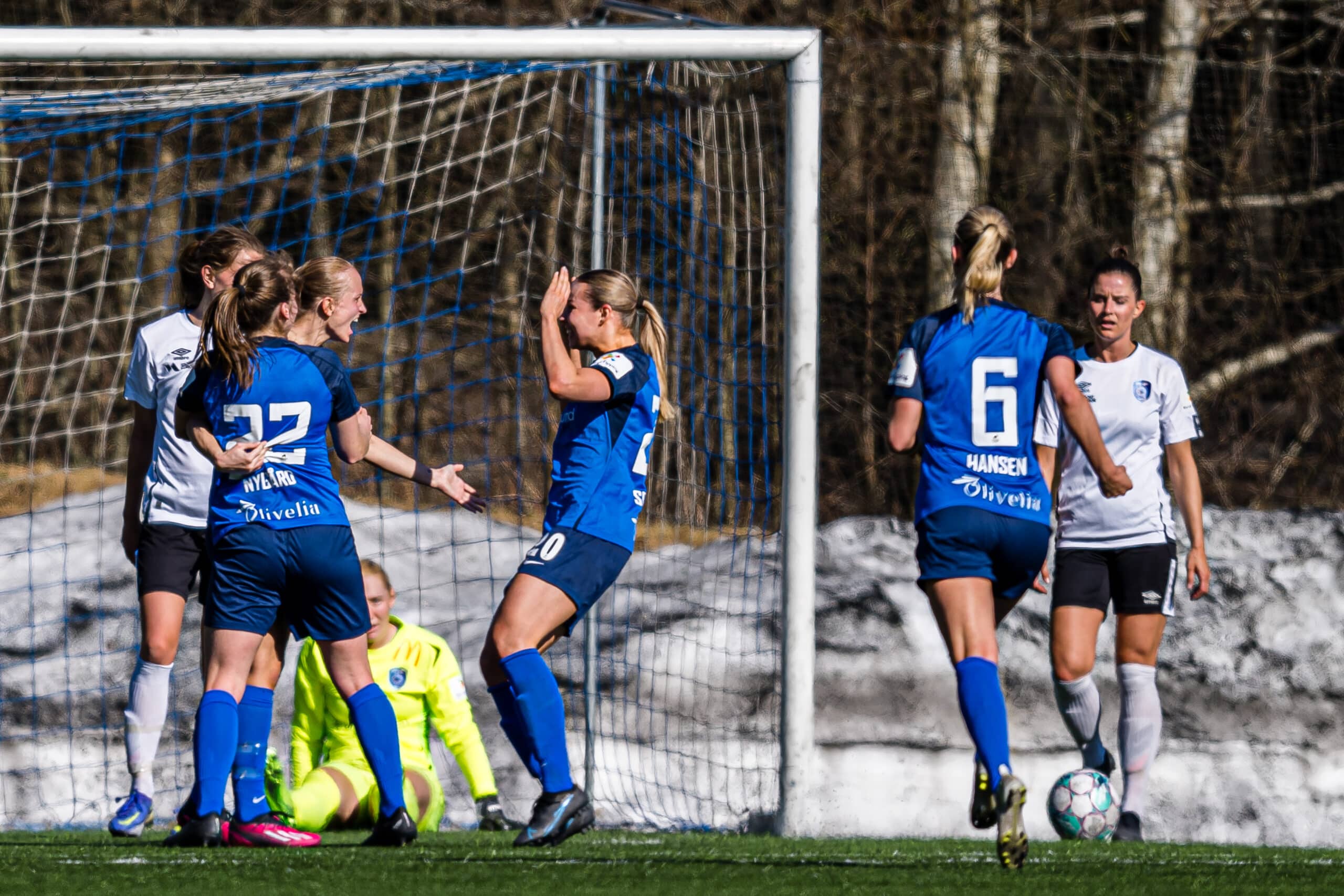 230422 Celina Opland Smith of Grei celebrates after scoring the 1-0 goal during the 1. division football match between Grei and Fyllingsdalen on April 22, 2023 in Oslo.
Photo: Marius Simensen / BILDBYRÅN / Cop 238